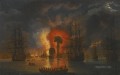 Jacob Philipp Hackert Untergang der turkischen Flotte in der Schlacht von Tschesme 1771 Naval Battles